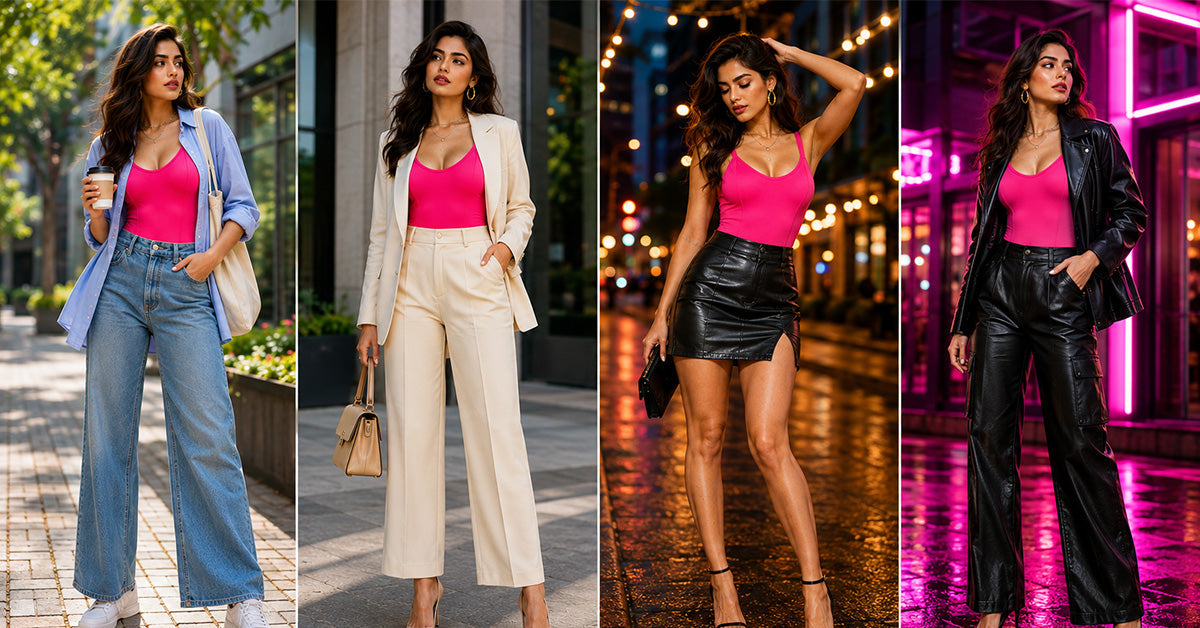 Neon bodysuit outfit for a casual daytime look
