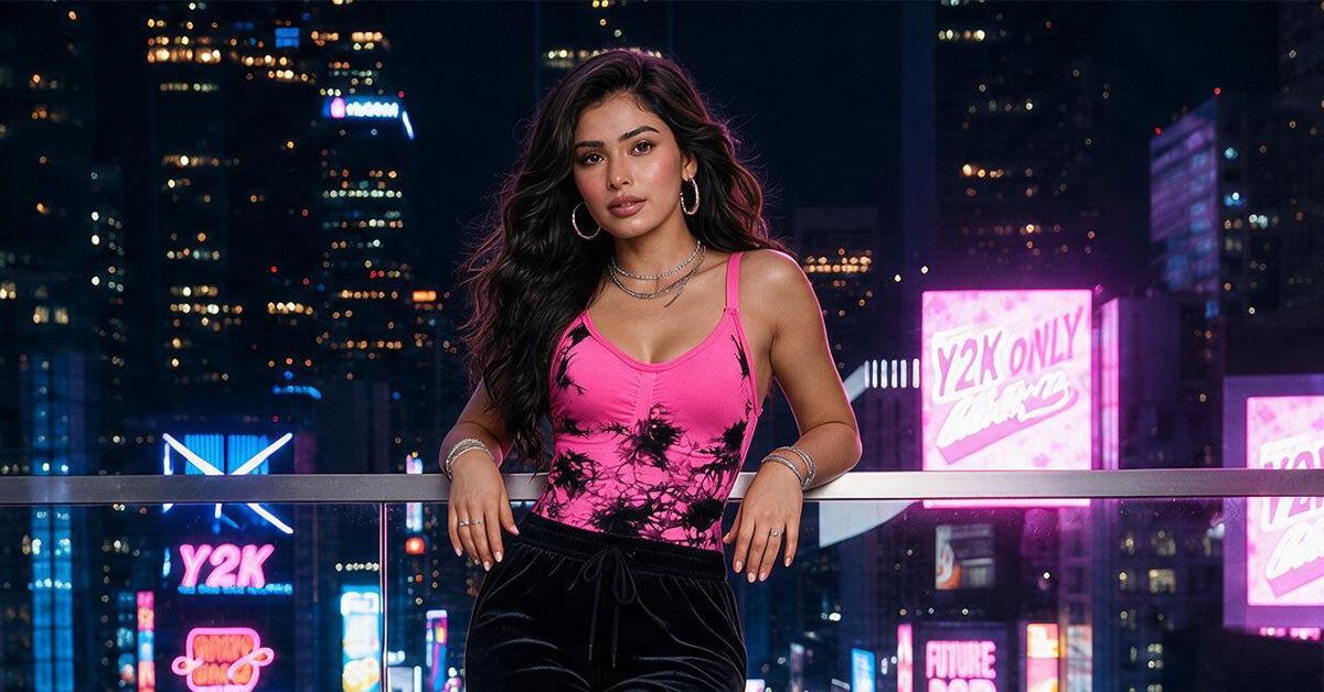 Pinq Polka neon bodysuit styled as an everyday wardrobe basic