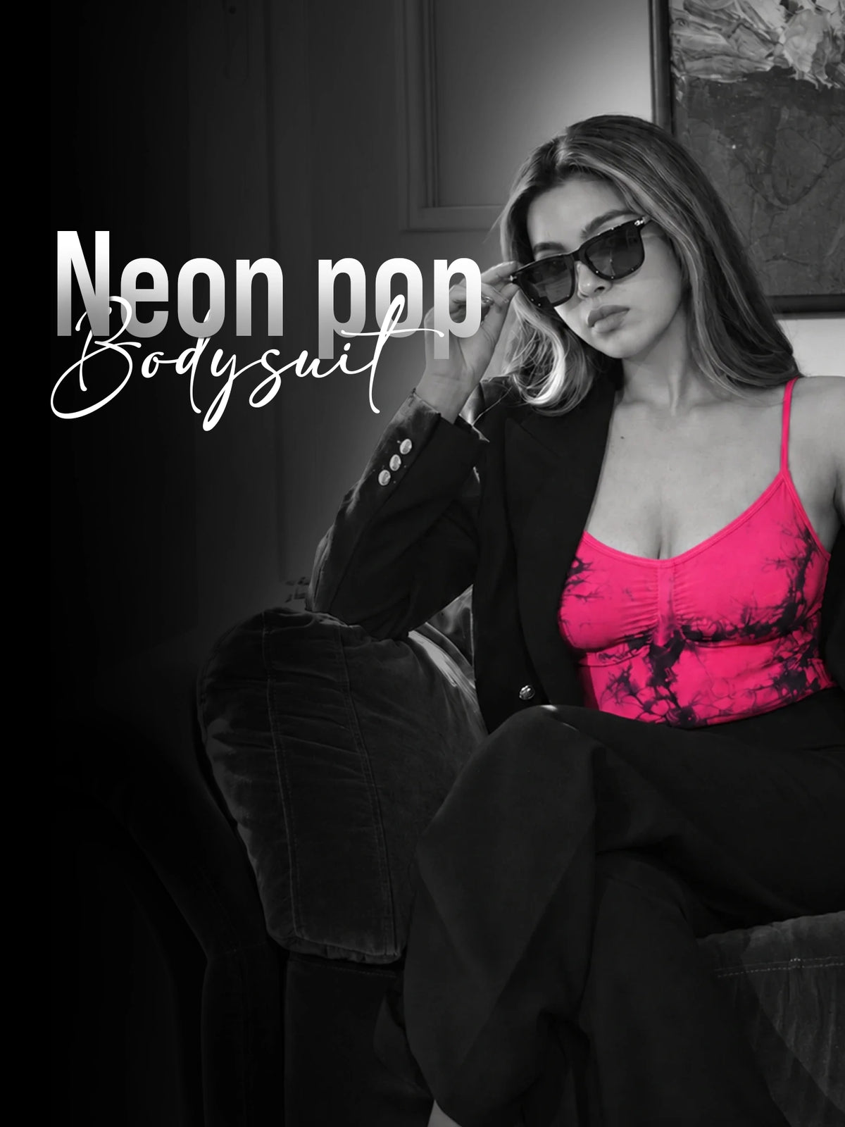 Neon Pop Body Suit - Tie &amp; Dye (Pink&amp;Black)