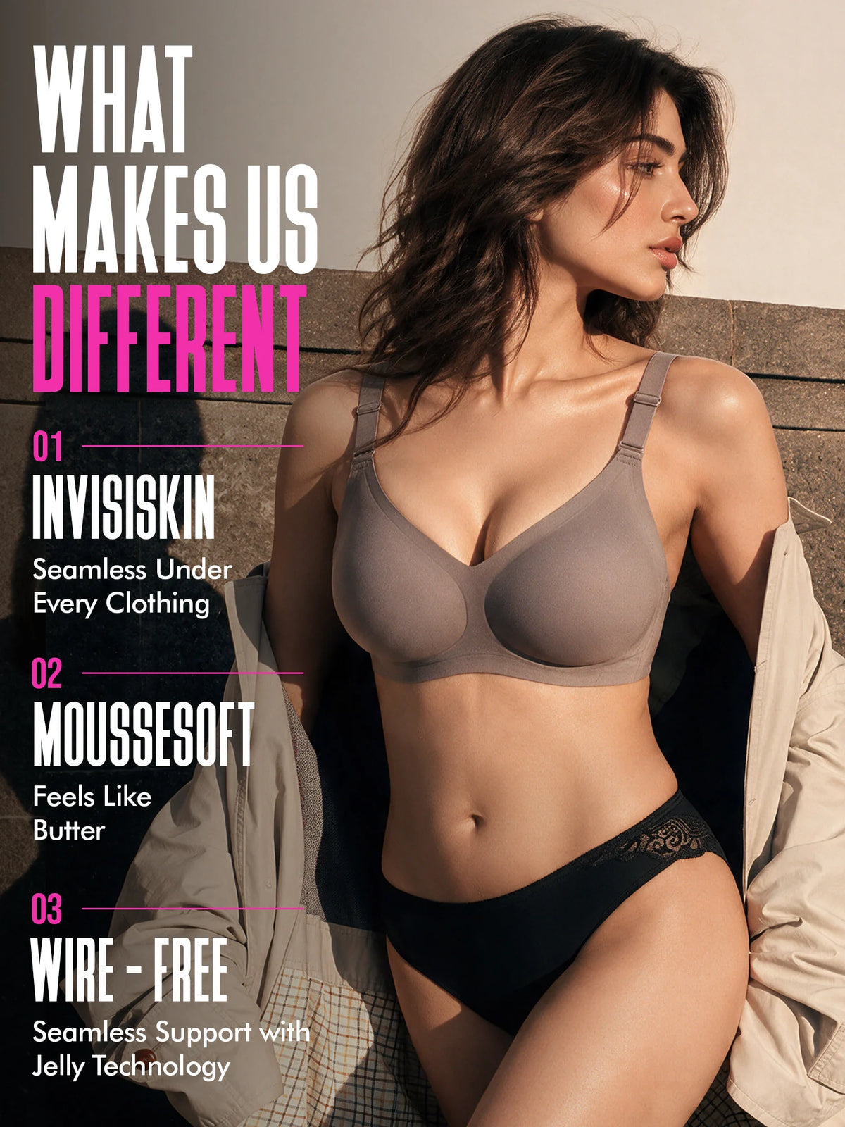 All weather Comfort T-Shirt Bra (V SHAPE) - Taupe