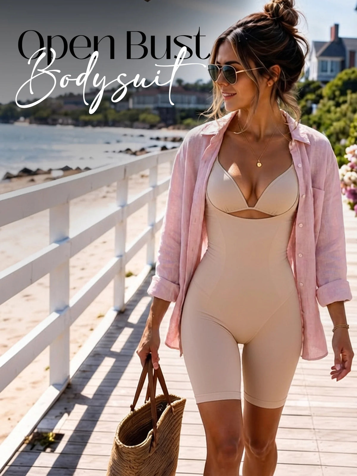 Open Bust Bodysuit - Nude