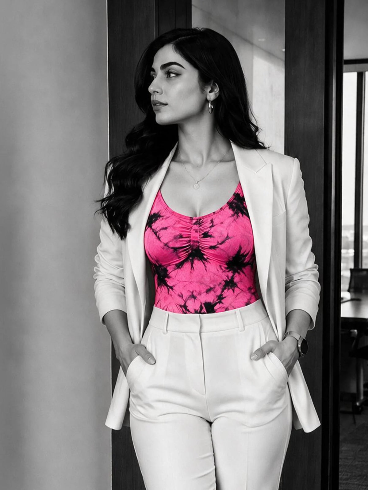 Neon Pop Body Suit - Tie &amp; Dye (Pink&amp;Black)